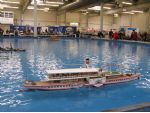 The boat pool and one of the model Rhine paddle steamers.